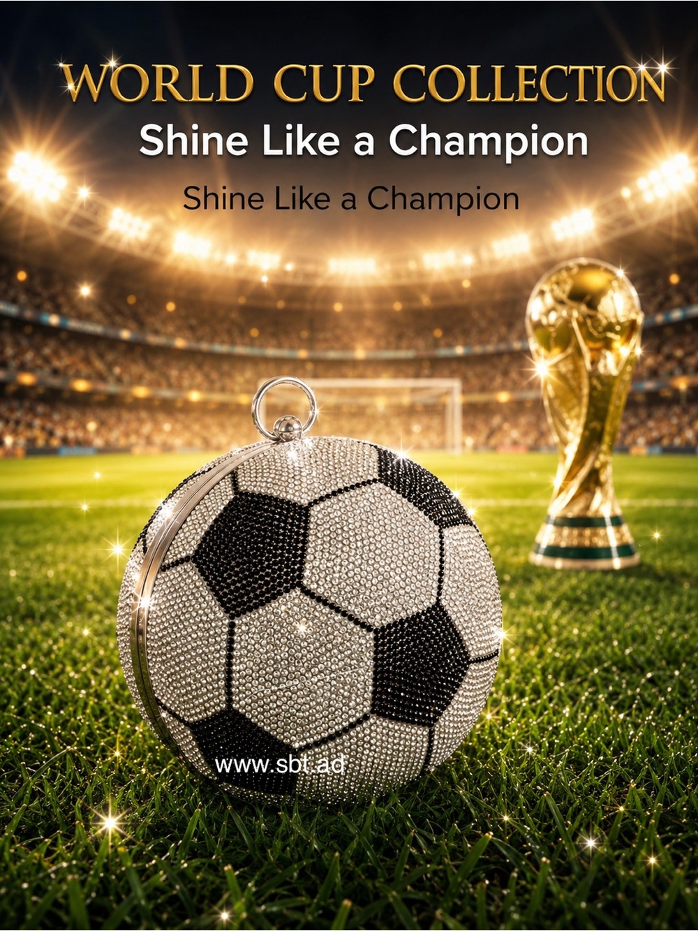 NWT SOCCER CLUTCH PURSES SPARKLING, BLING SWAROVSKI CRYSTAL RHINESTONE BAG +Gift - Picture 8 of 9